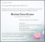 Avis de décès Bettina Ernst-Krauer