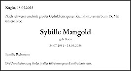 Avis de décès Sybille Mangold